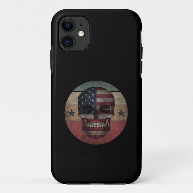 SKULL-AMERIKANISCHE FLAGPATRIOTISCHE GESCHENKE Case-Mate iPhone HÜLLE (Rückseite)