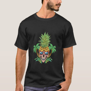 Skull Ananas Aloha Strände Hawaiianische Blume Haw T-Shirt