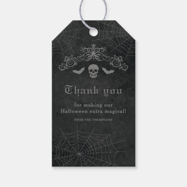 Skull and Bats Dark Gothic Halloween vielen Dank Geschenkanhänger (Vorderseite)