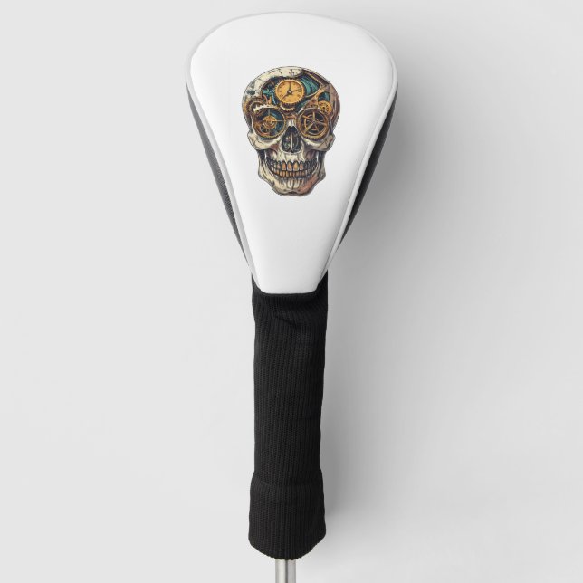 Skull and Clock Timekeeper Golf Headcover (Vorderseite)