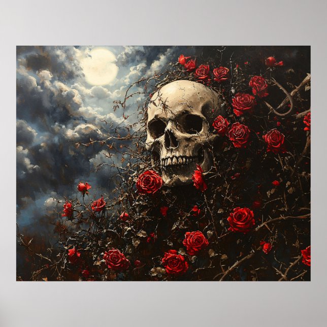 Skull and Crimson Roses Poster (Vorne)