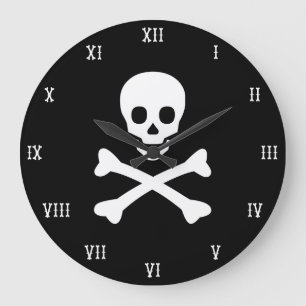 Skull and Crossbones Große Wanduhr