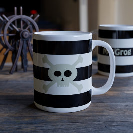 Skull and Crossbones Pirate Black Stripes Funny Jumbo-Tasse