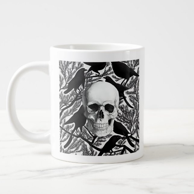 Skull and Crows Halloween Jumbo-Tasse (Links)
