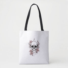 Skull and Flower Tote Bag | Edgy Floral Design
