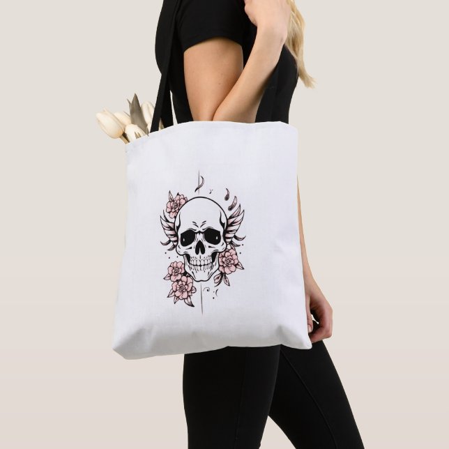 Skull and Flower Tote Bag | Edgy Floral Design (Von Nahem)