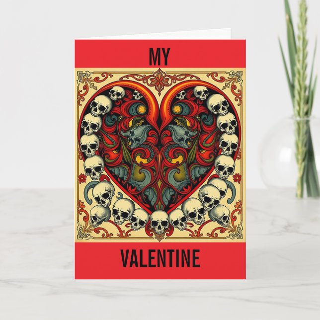  Skull and Heart valentine's card Feiertagskarte (Vorderseite)