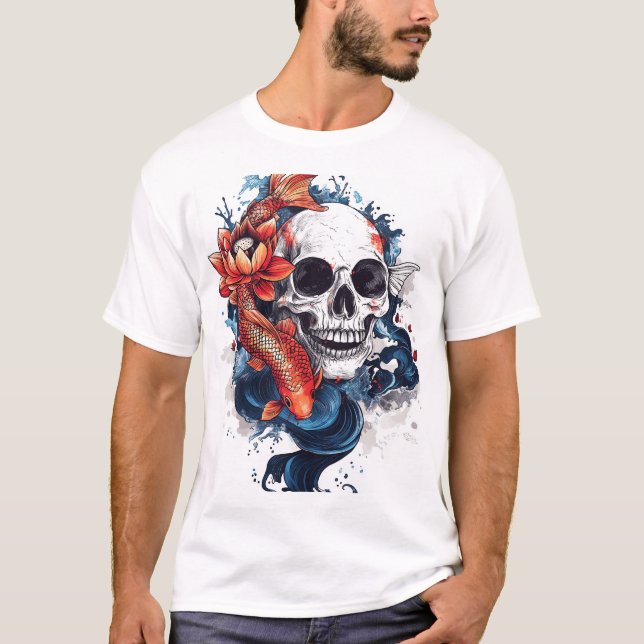 Skull and Koi Serenity T-Shirt (Vorderseite)