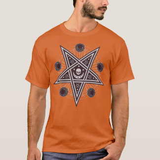 Skull and Moon on Esoteric Occult Pentagram Zeiche T-Shirt