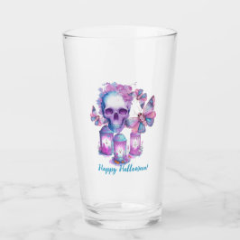 Skull and Moths Halloween Glas
