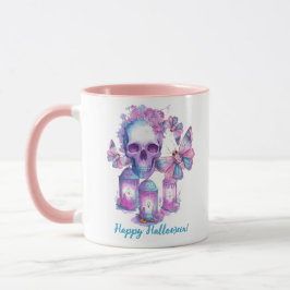 Skull and Moths Halloween Tasse