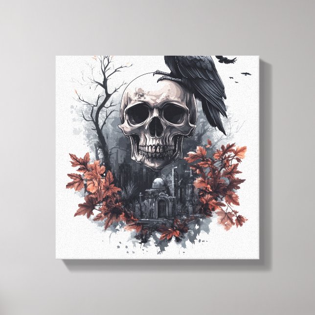 Skull and Raven Prophecy Leinwanddruck (Vorderseite)