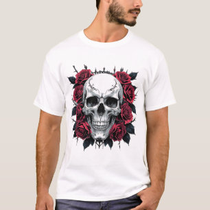 Skull and Rose Gotische Kunst Dark Floral Skelet T-Shirt