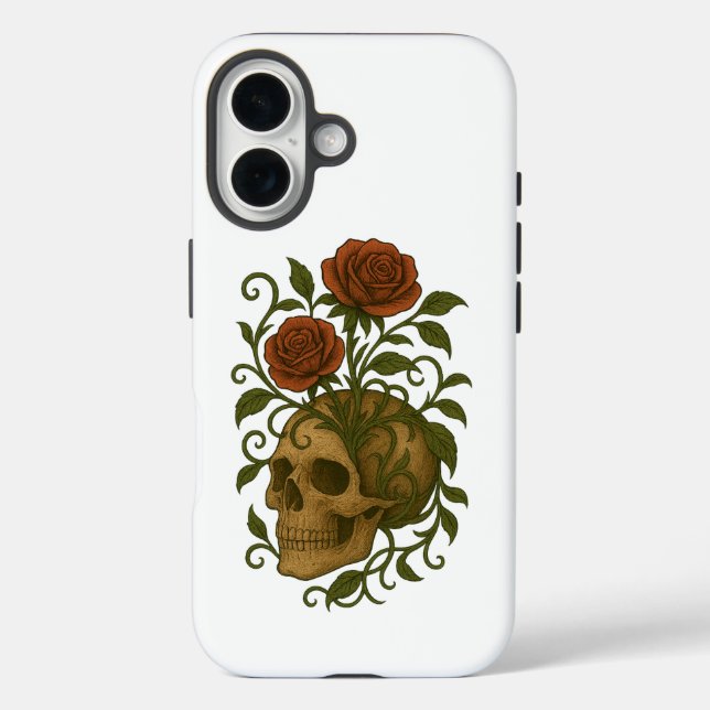 Skull and Roses Eternal Bloom Art Design Case-Mate iPhone Hülle (Rückseite)