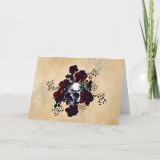 Skull and Roses Tattoo Style Goth Art Karte