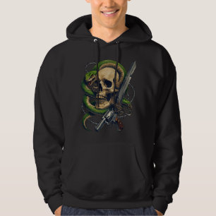 Skull and Snake Warrior - Dark Gothic Gunslinger Hoodie