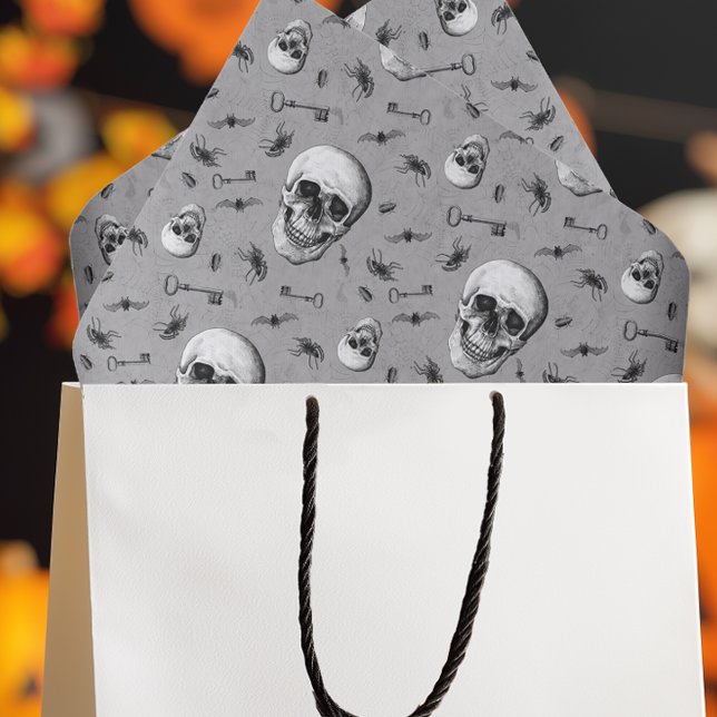 Skull and Spiders Pattern Halloween Seidenpapier (Spooky Halloween Tissue Paper for Gift Wrapping and Craft Projects)