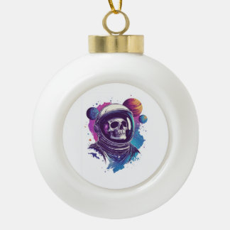 Skull Astronaut Explorer Keramik Kugel-Ornament