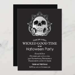 Skull auf Black Halloween-Party Einladungen