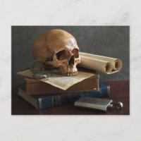 Skull auf der Postkarte Bücher