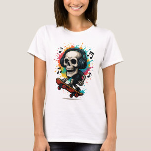 Skull auf Skaten mit Kopfhörern - Music & Color Sp T-Shirt