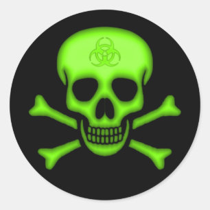 Skull-Aufkleber für grüne Biogefährdung Runder Aufkleber