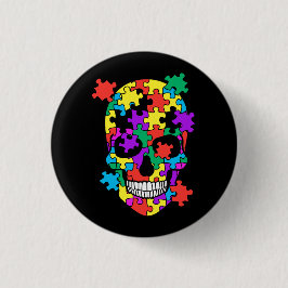 Skull Autism Awareness Mama Vater Kid Autism Suppo Button