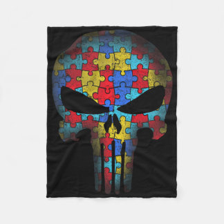 Skull Autism Awareness Tee Mom Dad Kids Autism  Fleecedecke
