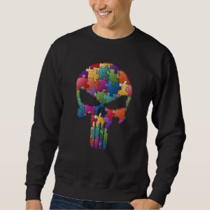 Skull Autismus Bewusstsein Mama Vater Kinder Autis Sweatshirt