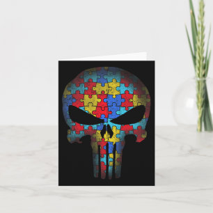 Skull Autismus Bewusstsein T-Shirt Mama Vater Kind Karte