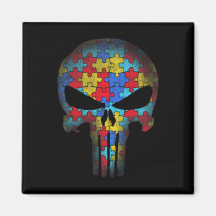 Skull Autismus Bewusstsein T-Shirt Mama Vater Kind Magnet