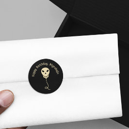 Skull Balloon Goth Birthday Party Runder Aufkleber