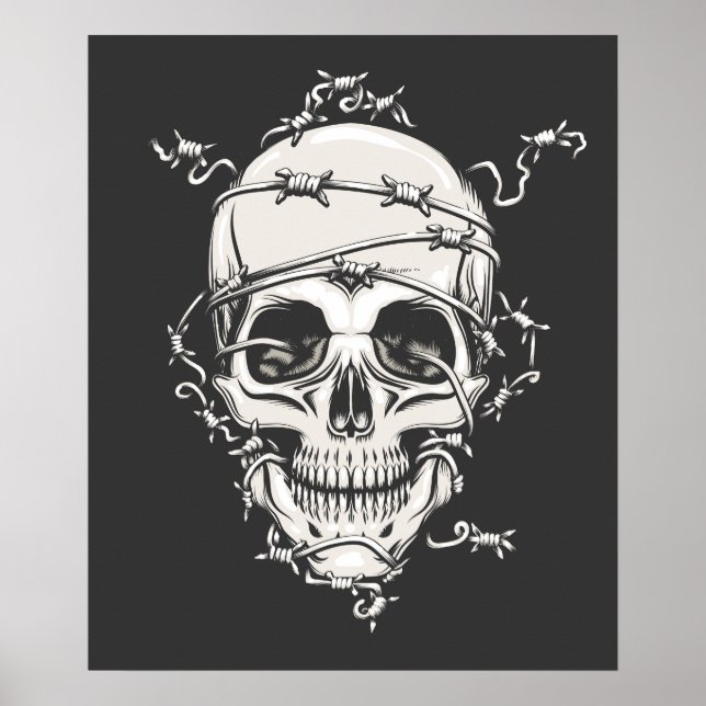 Skull Barbed Wire Poster (Vorne)