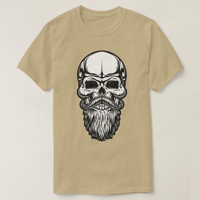 SKULL BARBER SQUELETON BARD AND MUSTACHE GIFT FO T-Shirt (Design vorne)