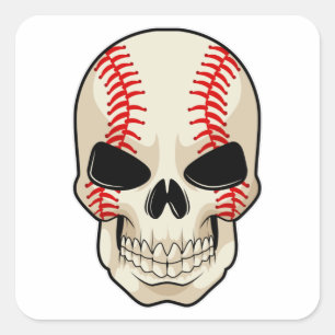 Skull Baseball Sports Quadratischer Aufkleber