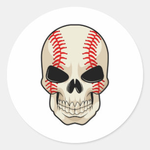 Skull Baseball Sports Runder Aufkleber