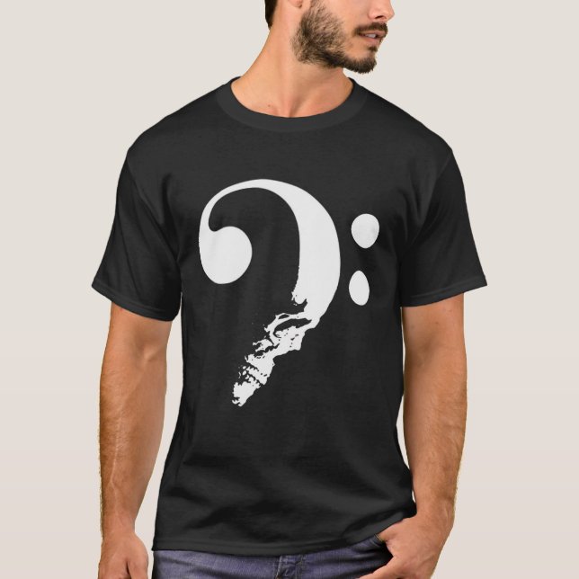 Skull Bass Clef Bass Player Musik Lover Gu T-Shirt (Vorderseite)