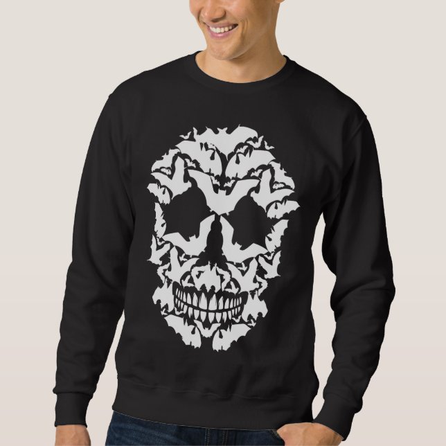 Skull Bat Skeleton Halloween Kostüm Beängstigende  Sweatshirt (Vorderseite)