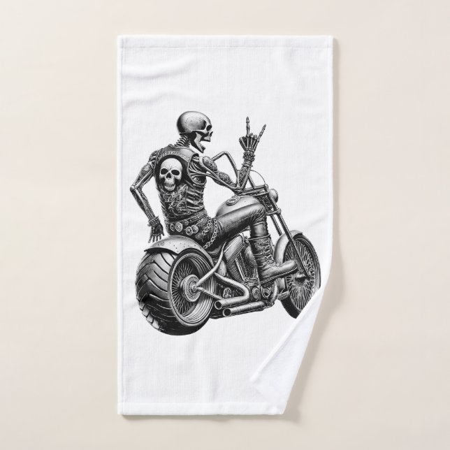 "Skull-Biker" auf heissem Motorrad Handtuch (Handtuch)