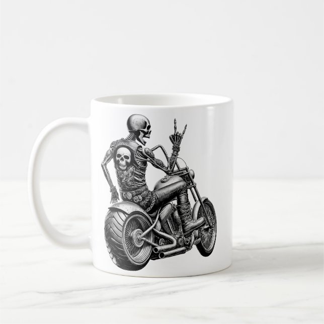"Skull-Biker" auf heisser Maschine Kaffeetasse (Links)