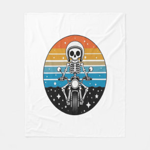 Skull-Biker Flame Flügelrad Motorrad Fleecedecke