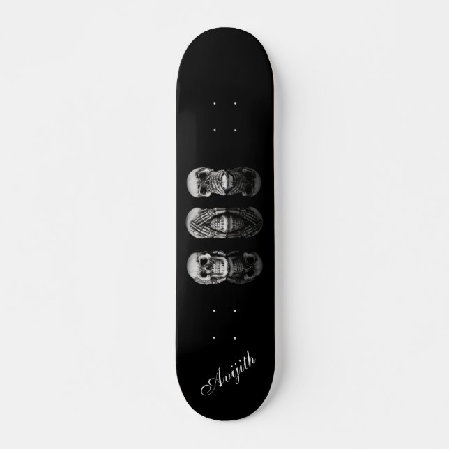 Skull Black Blue Modern Custom Skateboard (Vorne)