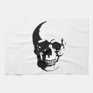 Skull - Black & White Metal Fantasy Art Geschirrtuch
