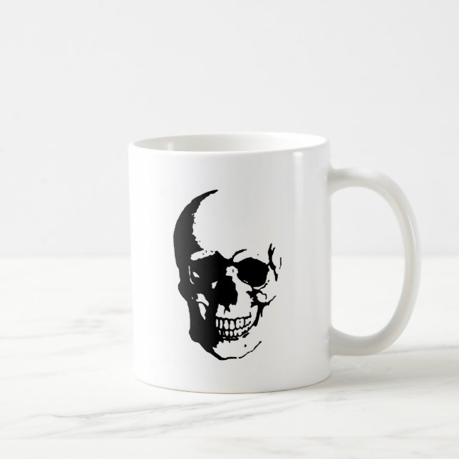 Skull - Black & White Metal Fantasy Art Kaffeetasse (Rechts)