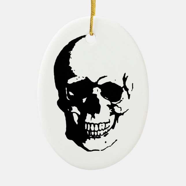 Skull - Black & White Metal Fantasy Art Keramik Ornament (Vorne)