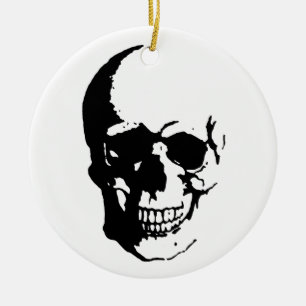 Skull - Black & White Metal Fantasy Art Keramik Ornament
