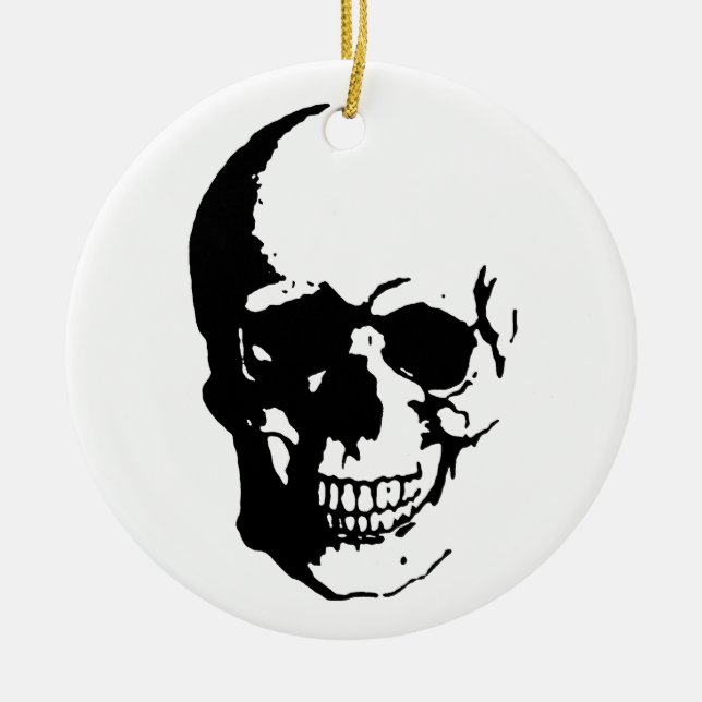 Skull - Black & White Metal Fantasy Art Keramik Ornament (Vorne)