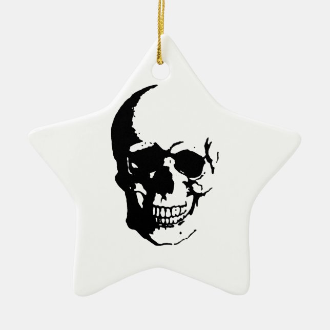 Skull - Black & White Metal Fantasy Art Keramik Ornament (Vorne)