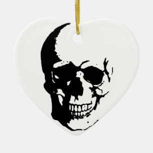 Skull - Black & White Metal Fantasy Art Keramikornament