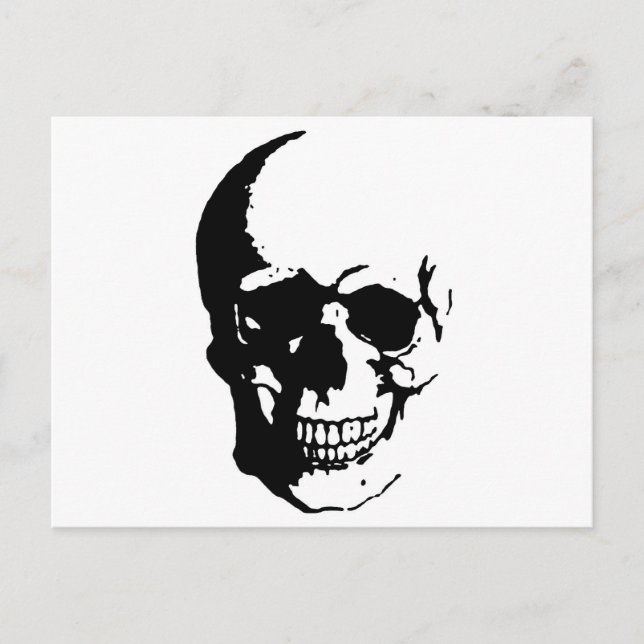 Skull - Black & White Metal Fantasy Art Postkarte (Vorderseite)